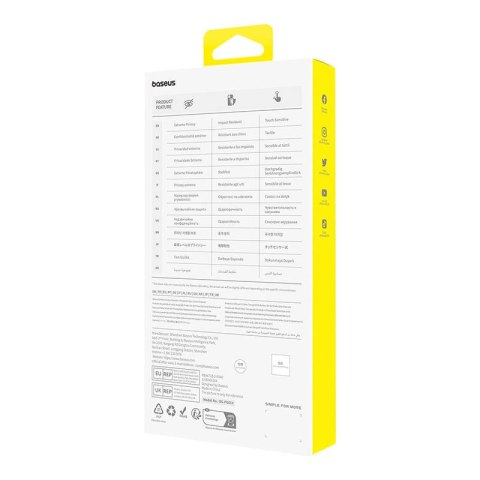 Szkło hartowane BASEUS Diamond prywatyzujące do iPhone 15 Plus