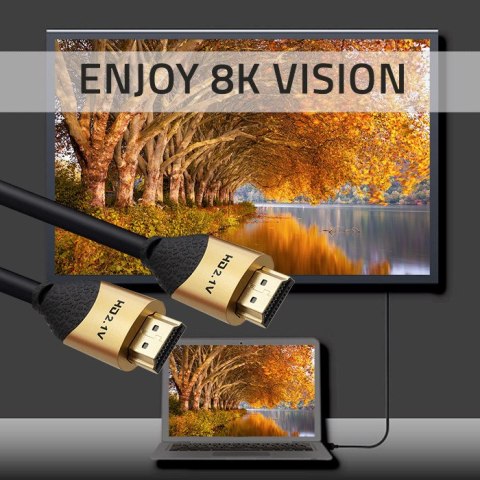 Qoltec Kabel HDMI v2.1 Ultra high speed 8K | 60Hz | 30AWG | GOLD | 1m