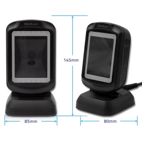 Qoltec Stacjonarny skaner czytnik kodów kreskowych i QR | 1D 2D | USB | Szybki