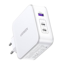 Ładowarka sieciowa UGREEN 15339 Nexode, 2xUSB-C, USB-A 3.0, PD3.0, QC4.0, GaN, 140W (biała)