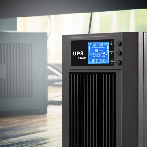 Qoltec Zasilacz awaryjny UPS On-line | Pure Sine Wave | 3kVA | 2.4kW | LCD | USB
