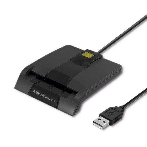 Qoltec Inteligentny czytnik chipowych kart ID SCR-0634 | USB 2.0 + Adapter USB-C