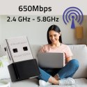 Qoltec Ultraszybki bezprzewodowy Mini Adapter USB Wi-Fi | standard AC | 650Mbps