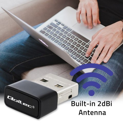 Qoltec Ultraszybki bezprzewodowy Mini Adapter USB Wi-Fi | standard AC | 650Mbps