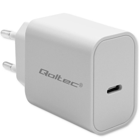 Qoltec Ładowarka Super Quick PD | USB-C | 20W | 5-12V | 1.67-3A | Biała