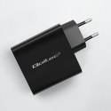 Qoltec Ładowarka Super Quick PD | 1xUSB-C | 65W | 5-20V | 3-3.25A | Laptop | Smartfon | Czarna