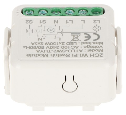 PODWÓJNY INTELIGENTNY STEROWNIK OŚWIETLENIA LED ATLO-SW2-TUYA Wi-Fi, Tuya Smart