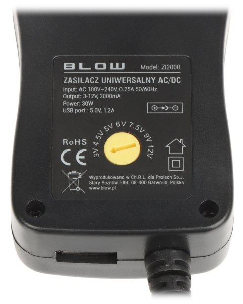 ZASILACZ IMPULSOWY 3-12V/2A/BL USB