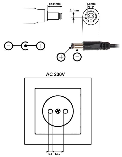 ZASILACZ 12V/3A/5.5*P100