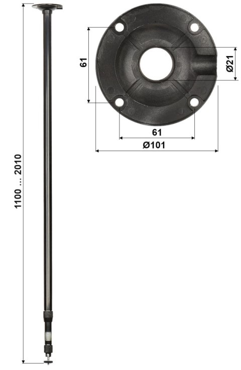 TELESKOPOWY UCHWYT SUFITOWY KAMERY BR-100X200-B
