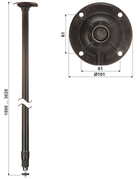TELESKOPOWY UCHWYT SUFITOWY KAMERY BR-150X300-B