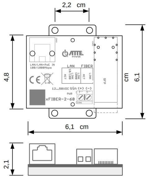MEDIA KONWERTER XFIBER-2-60 SFP ATTE