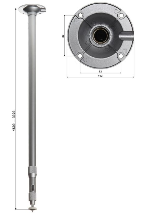 TELESKOPOWY UCHWYT SUFITOWY KAMERY BR-150X300