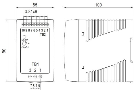 ZASILACZ BUFOROWY IMPULSOWY DRC-100A MEAN WELL