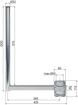 UCHWYT RUROWY URL-32H30X60