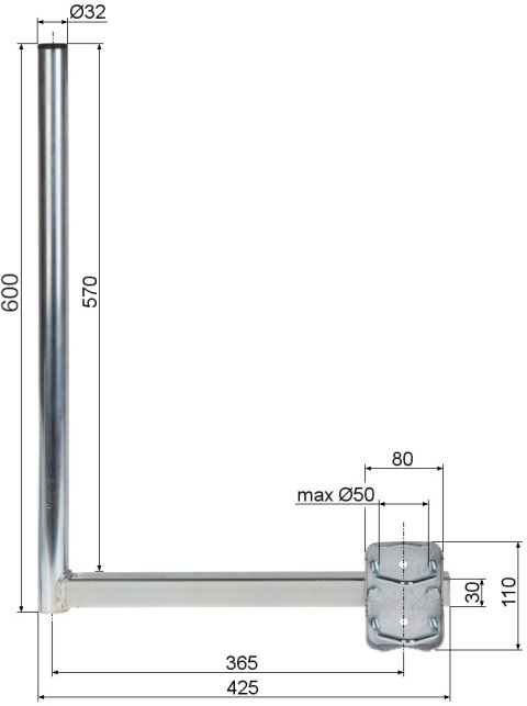 UCHWYT RUROWY URL-32H30X60