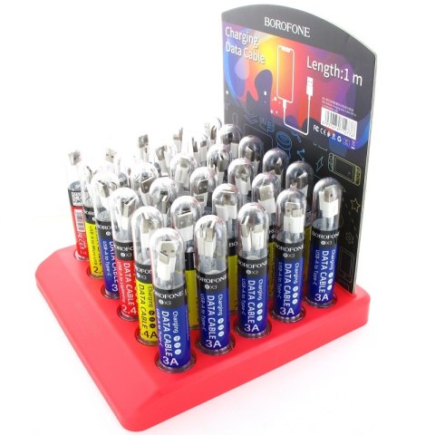 Borofone - zestaw kabli zapakowanych w tuby, na stojaku nablatowym 30 szt.