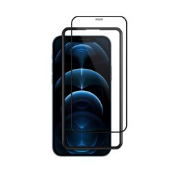Crong Anti-Bacterial 3D Armour Glass - Szkło hartowane 9H na cały ekran iPhone 12 / iPhone 12 Pro + ramka instalacyjna