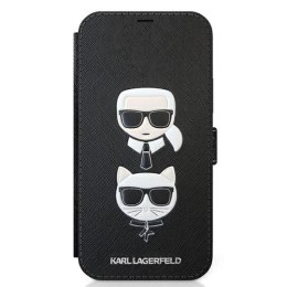 Karl Lagerfeld Booktype Saffiano Karl & Choupette Heads - Etui iPhone 12 mini (czarny)