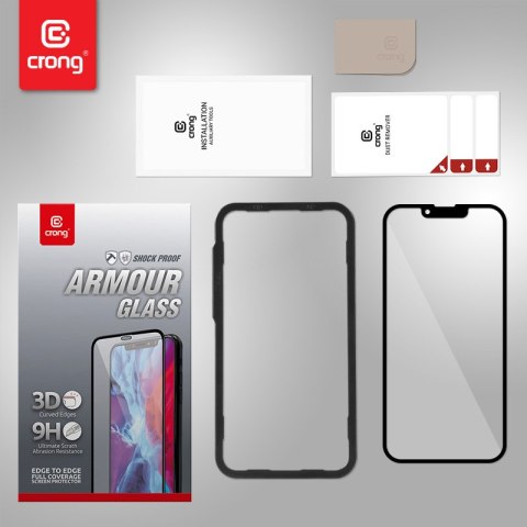 Crong Anti-Bacterial 3D Armour Glass - Szkło hartowane 9H na cały ekran iPhone 14 Plus / iPhone 13 Pro Max + ramka instalacyjna
