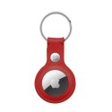 Crong Leather Case with Key Ring - Skórzane etui ochronne brelok do Apple AirTag 1 / 2 (czerwony)