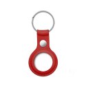 Crong Leather Case with Key Ring - Skórzane etui ochronne brelok do Apple AirTag 1 / 2 (czerwony)