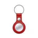 Crong Leather Case with Key Ring - Skórzane etui ochronne brelok do Apple AirTag 1 / 2 (czerwony)
