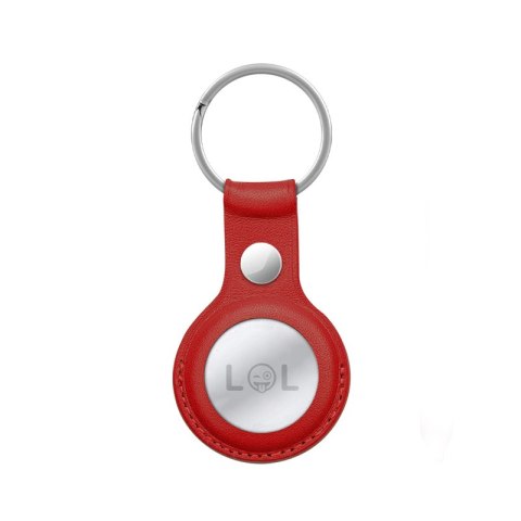 Crong Leather Case with Key Ring - Skórzane etui ochronne brelok do Apple AirTag 1 / 2 (czerwony)