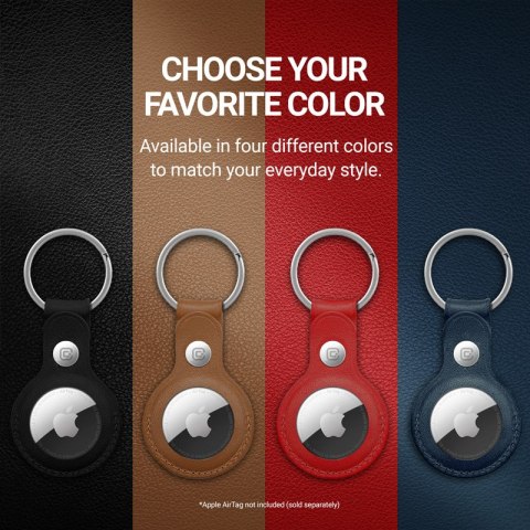Crong Leather Case with Key Ring - Skórzane etui ochronne brelok do Apple AirTag 1 / 2 (czerwony)