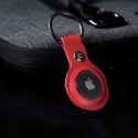 Crong Leather Case with Key Ring - Skórzane etui ochronne brelok do Apple AirTag 1 / 2 (czerwony)