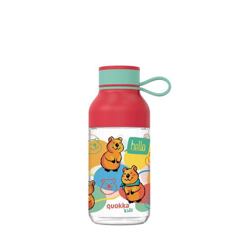 Quokka Ice Kids with strap - Butelka na wodę ecozen 430 ml z paskiem (Happy Quokka)