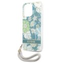 Guess Flower Cord - Etui ze smyczką iPhone 13 Pro (Green)