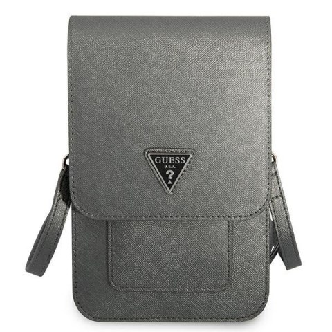 Guess Wallet Saffiano Triangle Logo Phone Bag - Torba na smartfona i akcesoria (Grey)