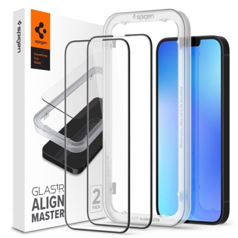 Spigen Alm Glass FC 2-Pack - Szkło hartowane do iPhone 17e / 16e / 14 / 13 / 13 Pro 2 szt (Czarna ramka)