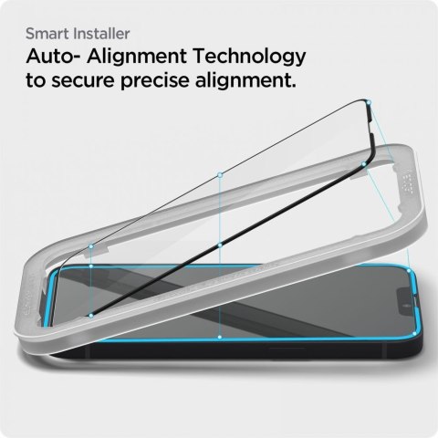 Spigen Alm Glass FC - Szkło hartowane do iPhone 17e / 16e / 14 / 13 / 13 Pro (Czarna ramka)
