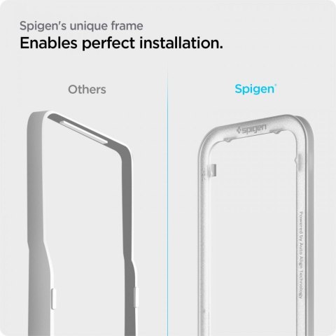 Spigen Alm Glass FC - Szkło hartowane do iPhone 17e / 16e / 14 / 13 / 13 Pro (Czarna ramka)