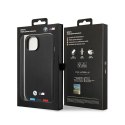 BMW Leather Hot Stamp Tricolor MagSafe - Etui iPhone 14 Plus (Czarny)