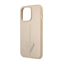 Guess Saffiano Triangle Logo Case - Etui iPhone 14 Pro (beżowy)