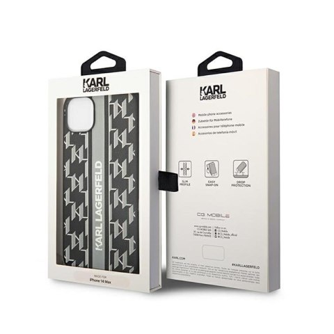 Karl Lagerfeld Monogram Stripe - Etui iPhone 14 Plus (szary)