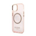 Guess Gold Outline Translucent MagSafe - Etui iPhone 13 (różowy)