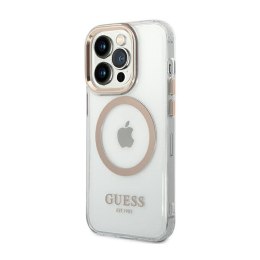 Guess Metal Outline Magsafe - Etui iPhone 14 Pro (przezroczysty / złoty)