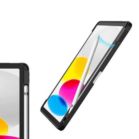 Crong PrimeFolio - Etui iPad 11" (2025) / iPad 10.9" (2022) z podstawką i schowkiem na Apple Pencil (czarny/przezroczysty)