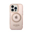 Guess Gold Outline Translucent MagSafe - Etui iPhone 14 Pro (różowy)