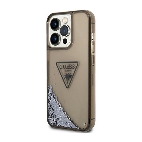 Guess Liquid Glitter Triangle Logo Case - Etui iPhone 14 Pro Max (czarny)