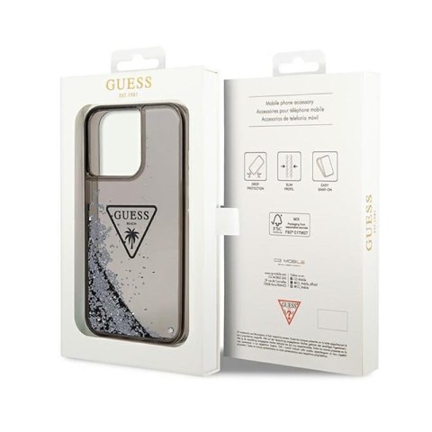 Guess Liquid Glitter Triangle Logo Case - Etui iPhone 14 Pro Max (czarny)