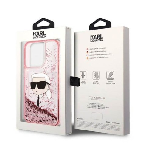 Karl Lagerfeld Liquid Glitter NFT Karl's Head - Etui iPhone 14 Pro Max (różowy)