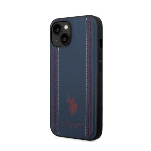 US Polo Assn Leather Stitch - Etui iPhone 14 Plus (granatowy)