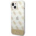 Guess 4G Stripe Script Logo Electroplated Pattern - Etui iPhone 14 Plus (złoty)