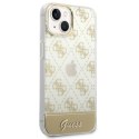 Guess 4G Stripe Script Logo Electroplated Pattern - Etui iPhone 14 Plus (złoty)