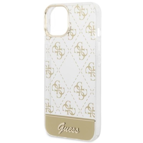 Guess 4G Stripe Script Logo Electroplated Pattern - Etui iPhone 14 Plus (złoty)